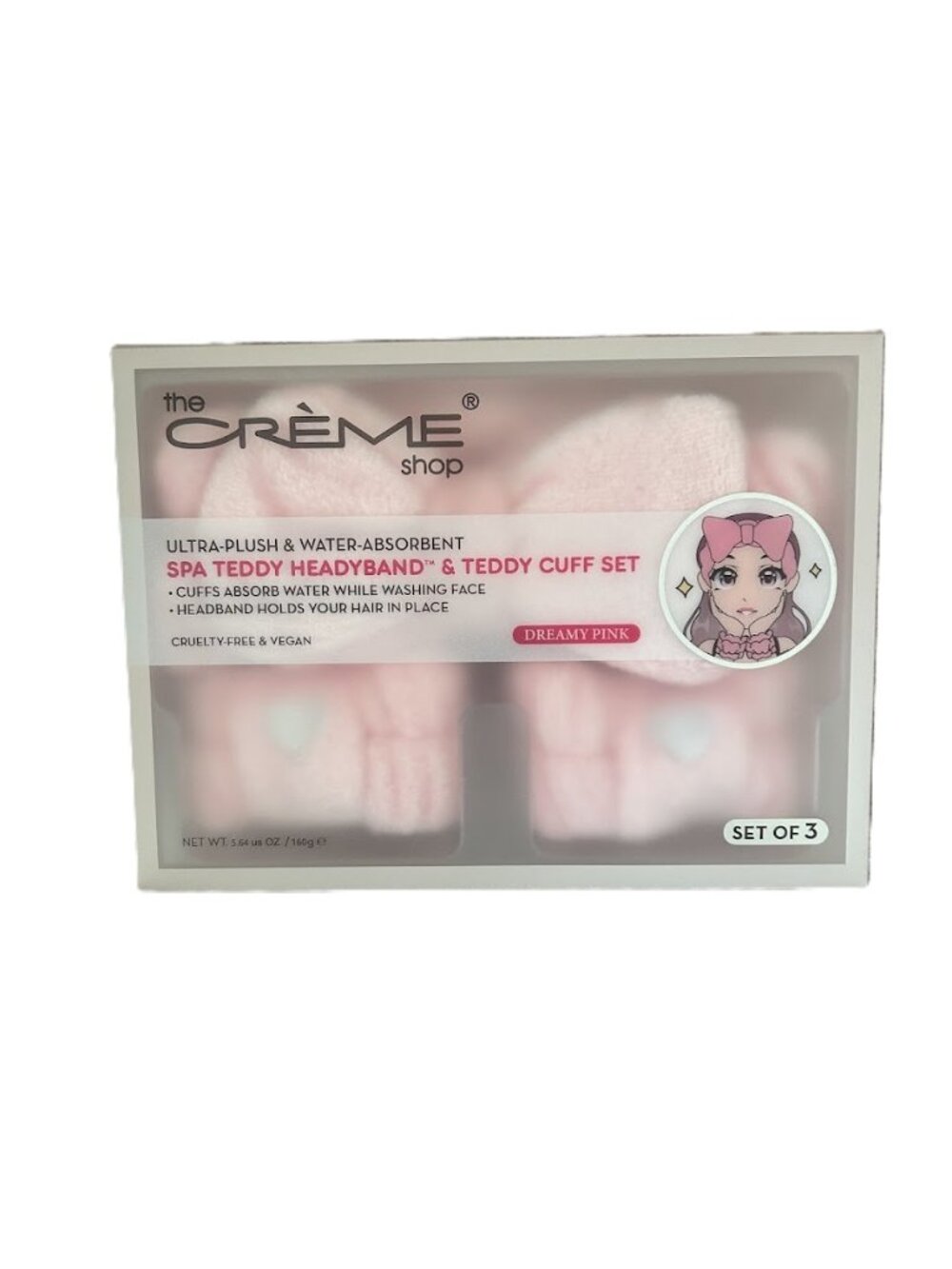 ✨ NIB The Crème Shop Dreamy Pink Spa Teddy Headband & Teddy Cuff Set ✨